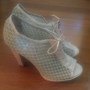 10 Crosby Derek Lam Mesh Peep Toe Lace Up Heels